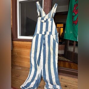 Levi's Silver Tab Blue and White Striped Overalls